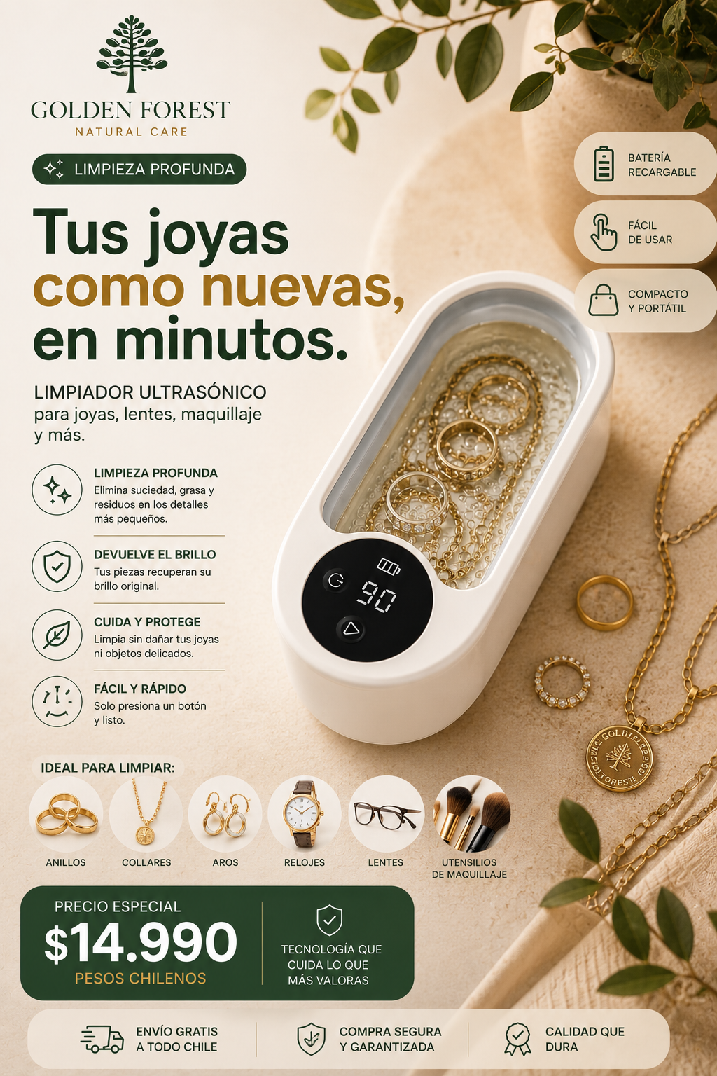Limpiador ultrasónico de Joyas